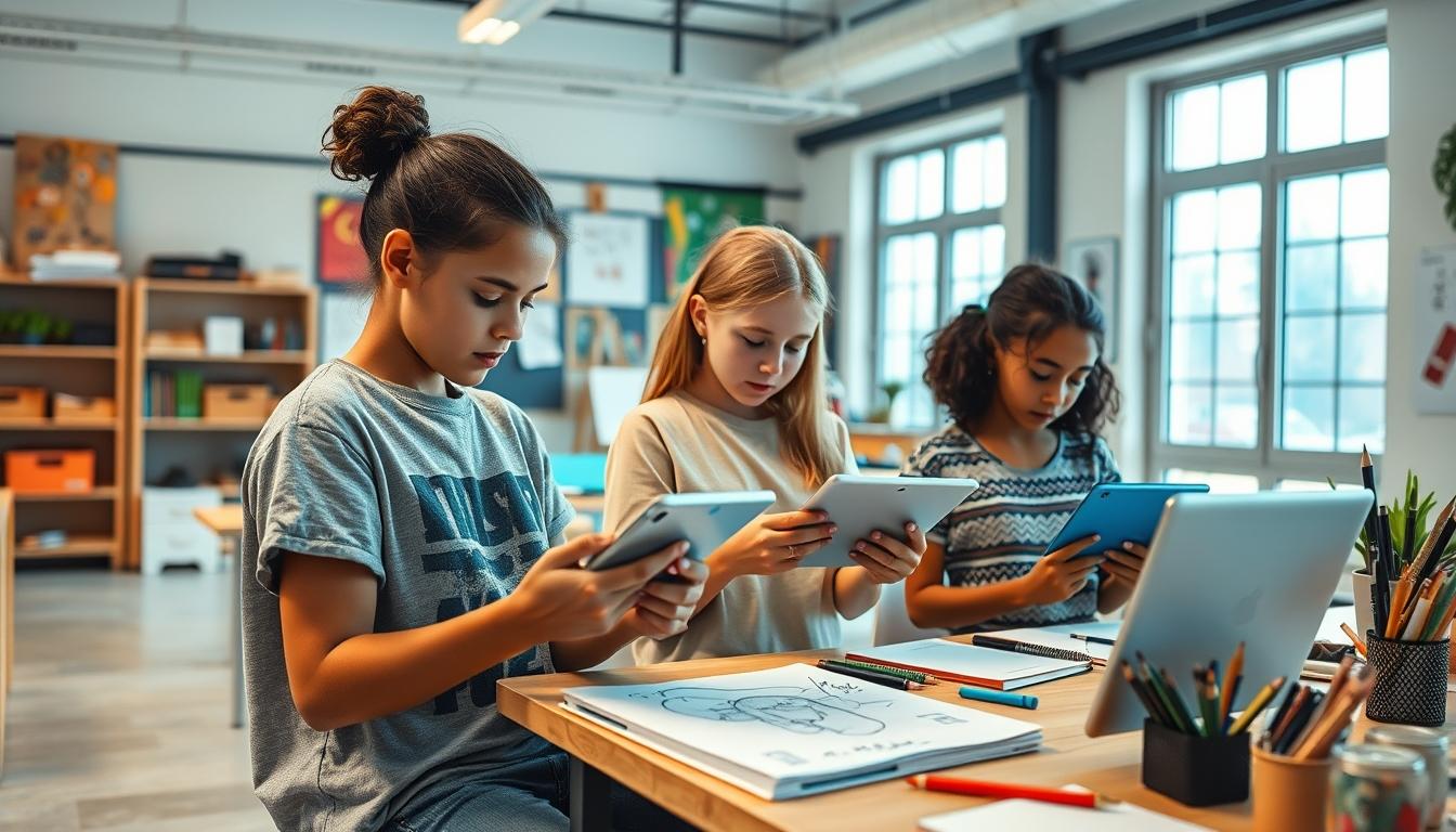 Student using learning strategies while studying